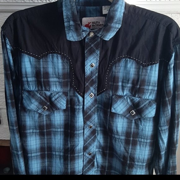 Women's Riley & McCormick Western Cowgirl Oxford Button down Plaid Shirt Size M - Picture 2 of 12